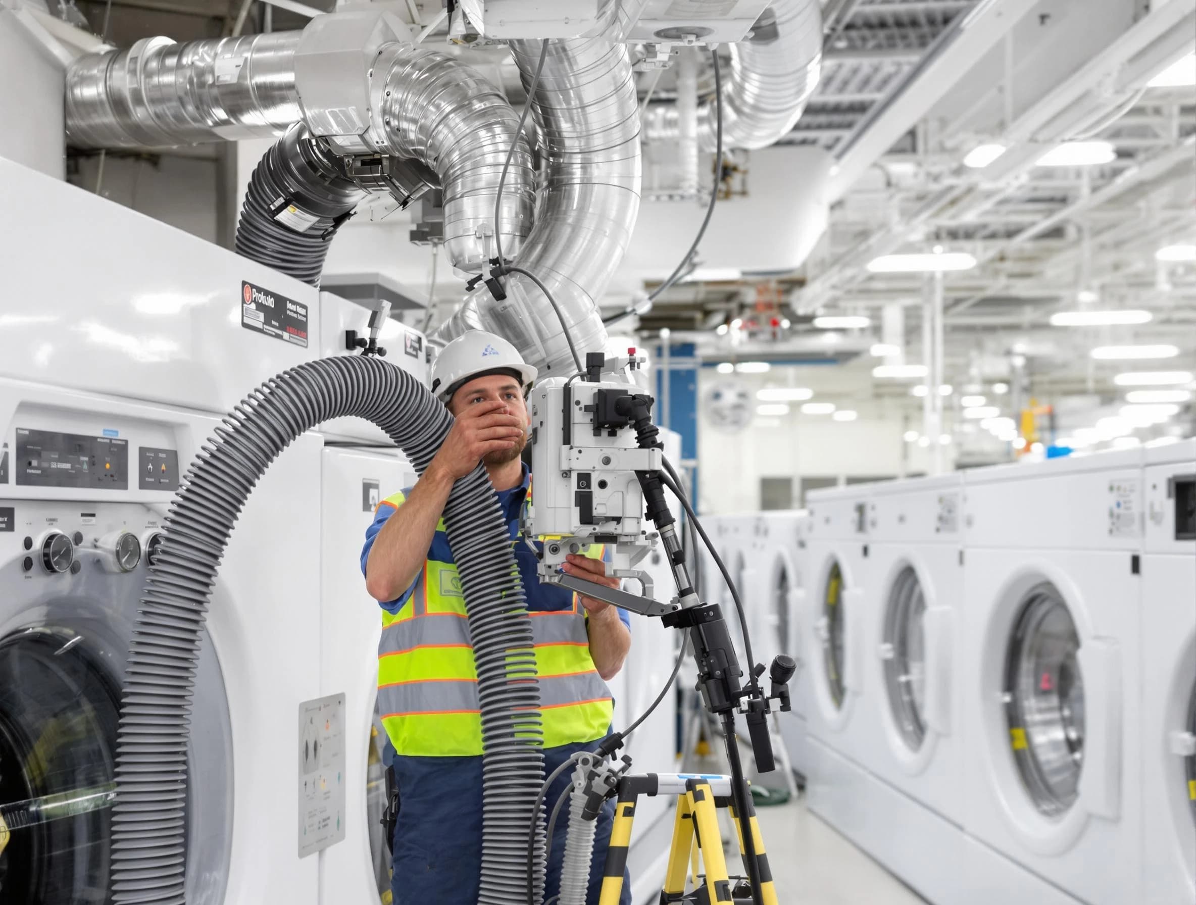 Jefferson Hills Dryer Vent Cleaning team performing commercial-grade dryer vent cleaning at a business facility in Jefferson Hills