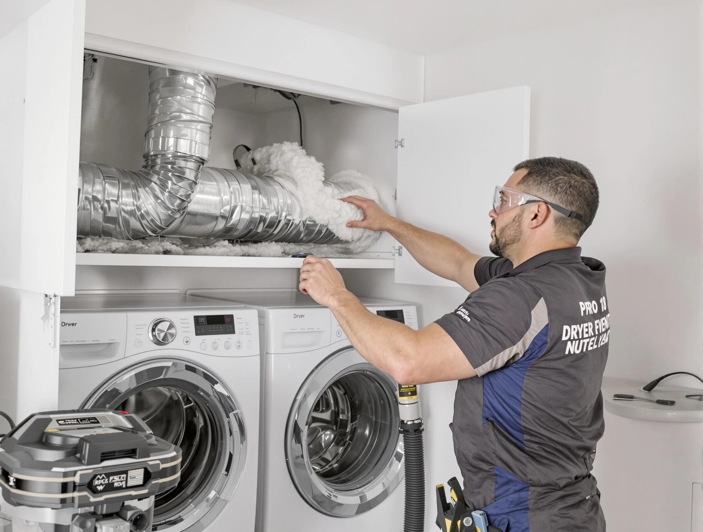 Jefferson Hills Dryer Vent Cleaning certified technician performing specialized gas dryer vent cleaning in Jefferson Hills